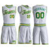 Custom White Kelly Green-Gold Round Neck Suit Basketball Jersey