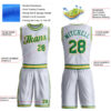 Custom White Kelly Green-Gold Round Neck Suit Basketball Jersey