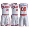 Custom White Orange-Royal Round Neck Suit Basketball Jersey