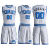 Custom White Powder Blue-Navy Round Neck Suit Basketball Jersey