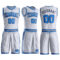 Custom White Powder Blue-Navy Round Neck Suit Basketball Jersey
