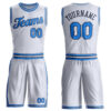 Custom White Powder Blue-Navy Round Neck Suit Basketball Jersey