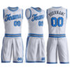 Custom White Powder Blue-Navy Round Neck Suit Basketball Jersey