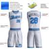 Custom White Powder Blue-Navy Round Neck Suit Basketball Jersey