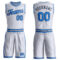 Custom White Powder Blue-Navy Round Neck Suit Basketball Jersey