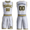 Custom White Navy-Gold Round Neck Suit Basketball Jersey
