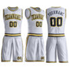 Custom White Navy-Gold Round Neck Suit Basketball Jersey