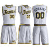 Custom White Navy-Gold Round Neck Suit Basketball Jersey