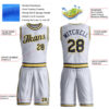 Custom White Navy-Gold Round Neck Suit Basketball Jersey