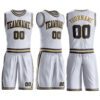 Custom White Navy-Old Gold Round Neck Suit Basketball Jersey