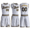 Custom White Navy-Old Gold Round Neck Suit Basketball Jersey