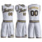 Custom White Navy-Old Gold Round Neck Suit Basketball Jersey