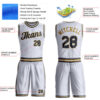 Custom White Navy-Old Gold Round Neck Suit Basketball Jersey