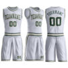 Custom White Green-Cream Round Neck Suit Basketball Jersey