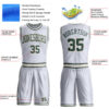 Custom White Green-Cream Round Neck Suit Basketball Jersey