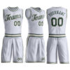 Custom White Green-Cream Round Neck Suit Basketball Jersey