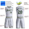 Custom White Green-Cream Round Neck Suit Basketball Jersey