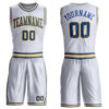 Custom White Royal-Gold Round Neck Suit Basketball Jersey