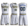 Custom White Royal-Gold Round Neck Suit Basketball Jersey
