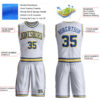 Custom White Royal-Gold Round Neck Suit Basketball Jersey