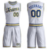 Custom White Royal-Gold Round Neck Suit Basketball Jersey