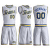 Custom White Royal-Gold Round Neck Suit Basketball Jersey
