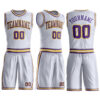Custom White Purple-Gold Round Neck Suit Basketball Jersey