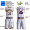 Custom White Purple-Gold Round Neck Suit Basketball Jersey