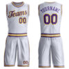 Custom White Purple-Gold Round Neck Suit Basketball Jersey