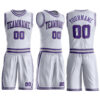 Custom White Purple-Gray Round Neck Suit Basketball Jersey