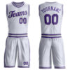 Custom White Purple-Gray Round Neck Suit Basketball Jersey
