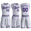 Custom White Purple-Gray Round Neck Suit Basketball Jersey