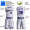Custom White Purple-Gray Round Neck Suit Basketball Jersey