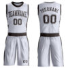 Custom White Brown Round Neck Suit Basketball Jersey