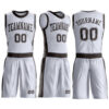 Custom White Brown Round Neck Suit Basketball Jersey