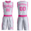 Custom White Pink Round Neck Suit Basketball Jersey