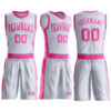 Custom White Pink Round Neck Suit Basketball Jersey