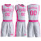 Custom White Pink Round Neck Suit Basketball Jersey