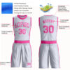 Custom White Pink Round Neck Suit Basketball Jersey