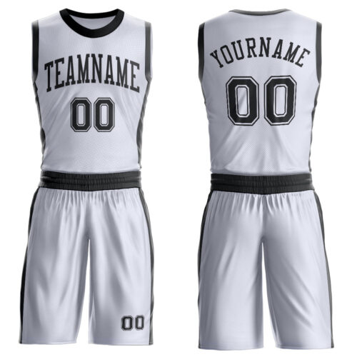 Custom White Black Round Neck Suit Basketball Jersey