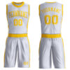 Custom White Gold Round Neck Suit Basketball Jersey