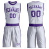 Custom White Purple Round Neck Suit Basketball Jersey