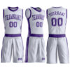 Custom White Purple Round Neck Suit Basketball Jersey