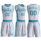 Custom White Teal Round Neck Suit Basketball Jersey