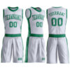 Custom White Kelly Green Round Neck Suit Basketball Jersey