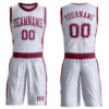 Custom White Maroon Round Neck Suit Basketball Jersey