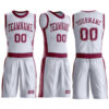 Custom White Maroon Round Neck Suit Basketball Jersey
