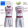 Custom White Maroon Round Neck Suit Basketball Jersey