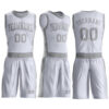 Custom White Gray Round Neck Suit Basketball Jersey
