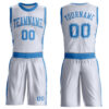 Custom White Blue Round Neck Suit Basketball Jersey